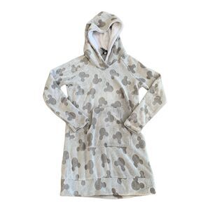 Disney Mickey Mouse Faux Fur Gray Sweatshirt Hooded Dress Tunic Women Size Small